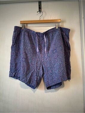 Earthbound Trading Co Shorts Purple Print Elastic Waist Men Sz XXL